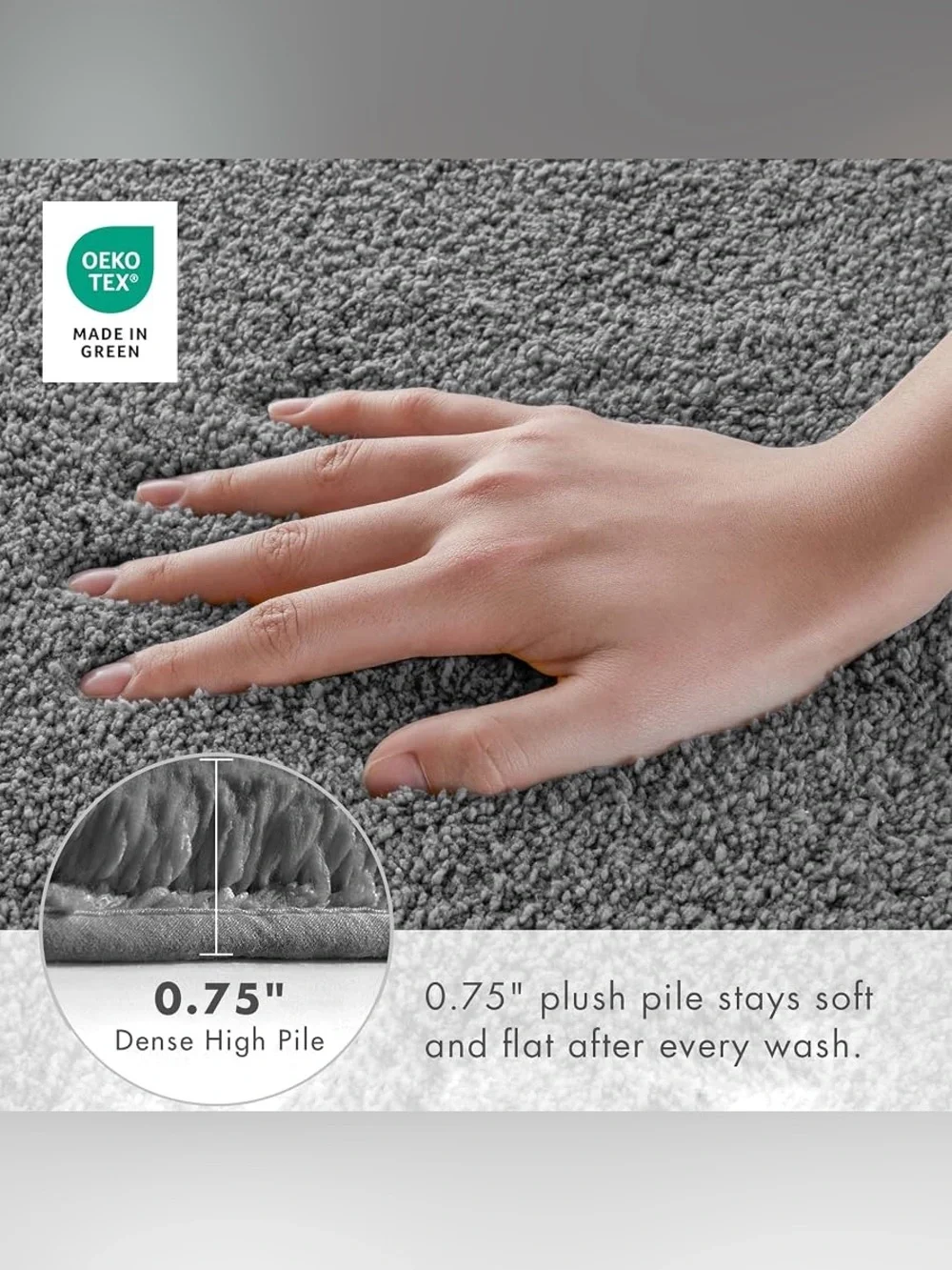 Madison Park Marshmallow Super Soft Toilet Rug, Contour, Grey